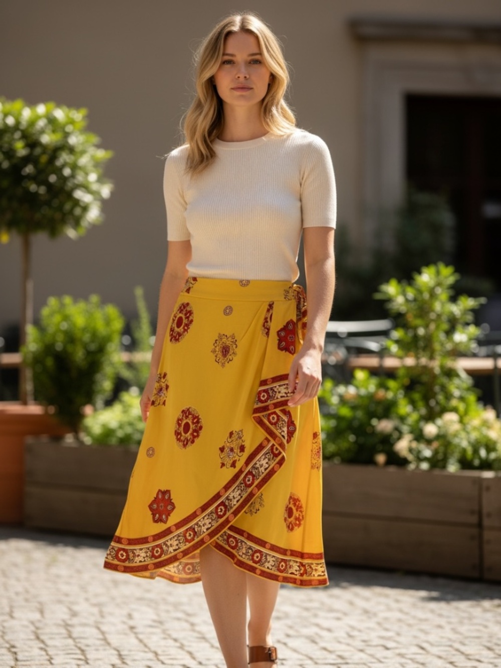 Tahari 100% Silk women's Paisley multicolor wrap skirt style size 6 vintage